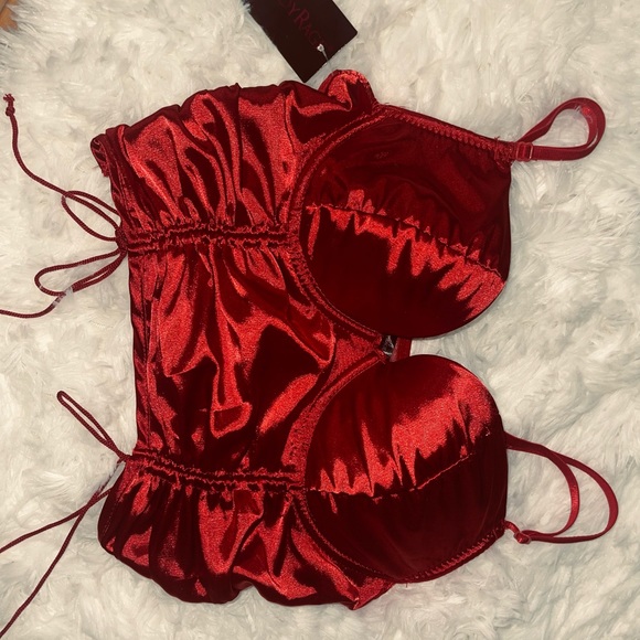 BODYRAGE cropped Rouched Bustier back string ties - Picture 2 of 3